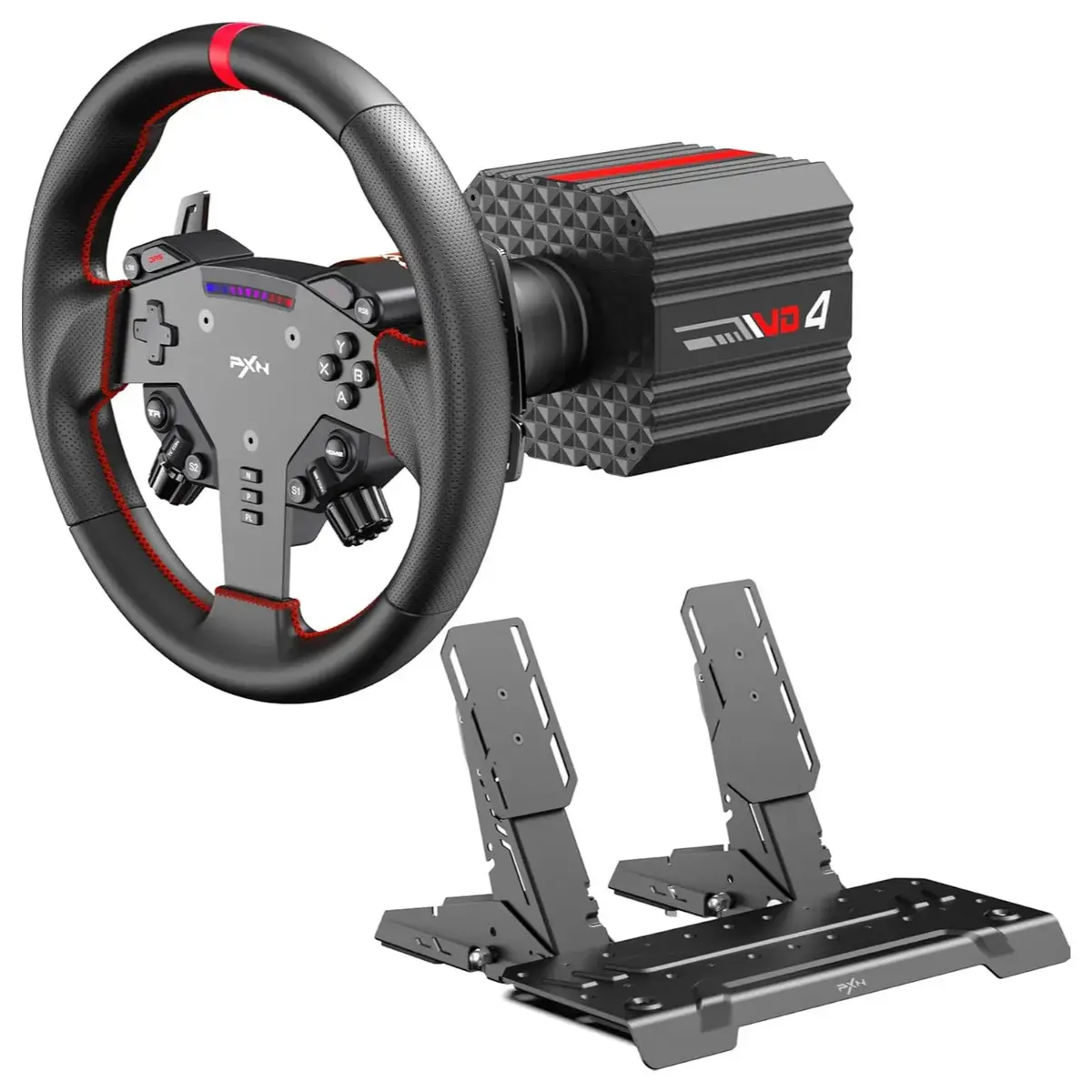 PXN VD4 Bundle PC Sim Racing Setup, 4Nm Direct Drive Servo Motor Base, 11-Inch W AS Racing Wheel, PD HM Brake and Throttle Pedals PXN VD4 Bundle PC Sim Racing Setup, 4Nm Direct Drive Servo Motor Base, 11-Inch W AS Racing Wheel, PD HM Brake and Throttle Pedals price in Pakistan