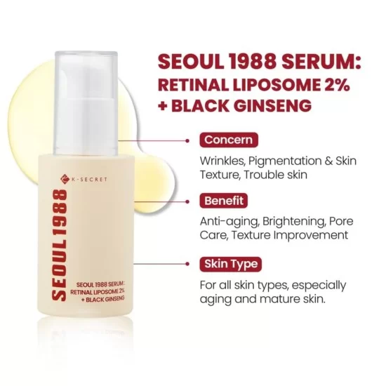 K Secret Seoul 1988 Serum Retinal Liposome 2% Ginseng 30ml Black K Secret Seoul 1988 Serum Retinal Liposome 2% Ginseng 30ml Black price in Pakistan