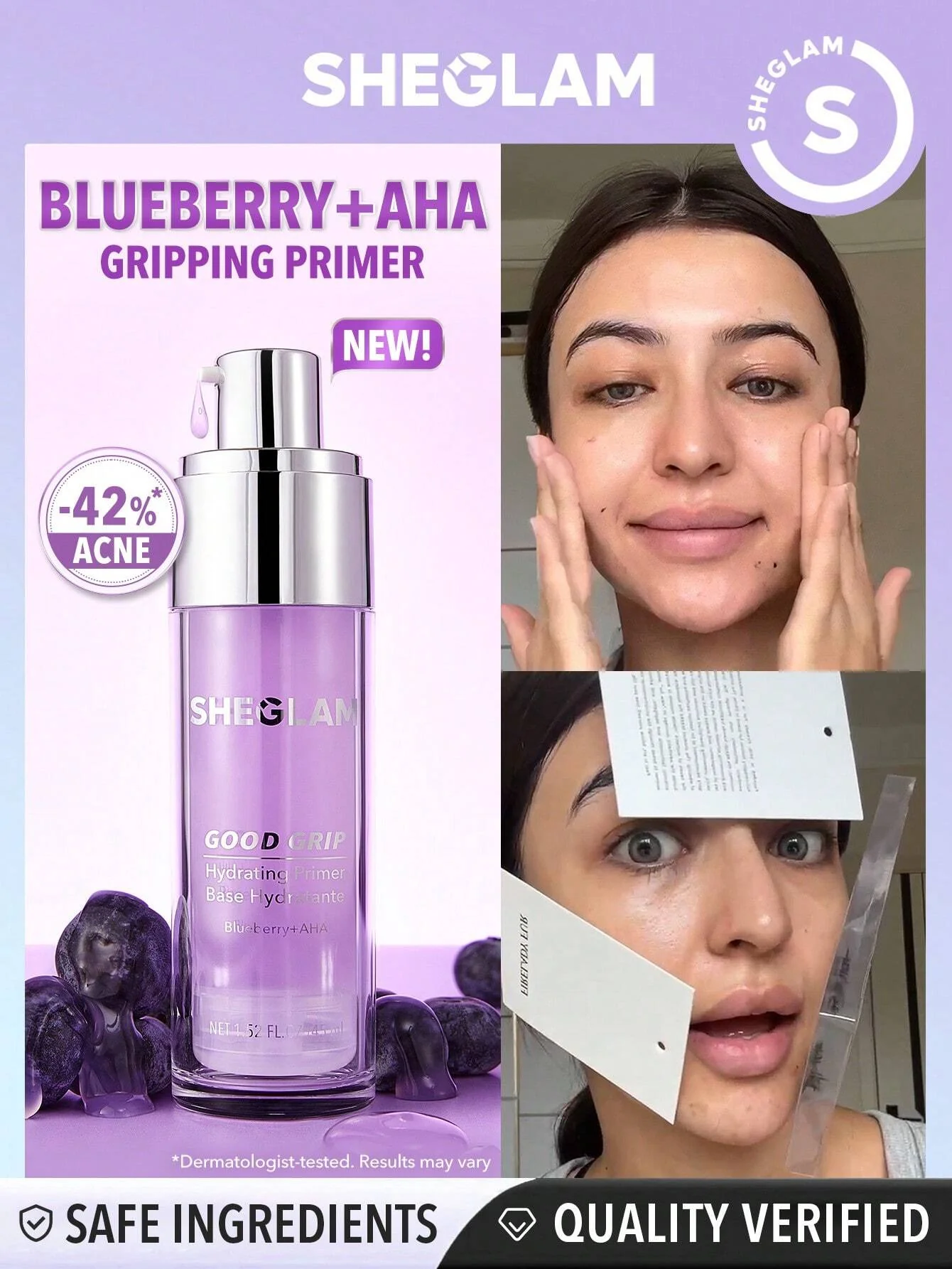 SHEGLAM Good Grip Hydrating Primer Blueberry + AHA 45ml SHEGLAM Good Grip Hydrating Primer Blueberry + AHA 45ml price in Pakistan