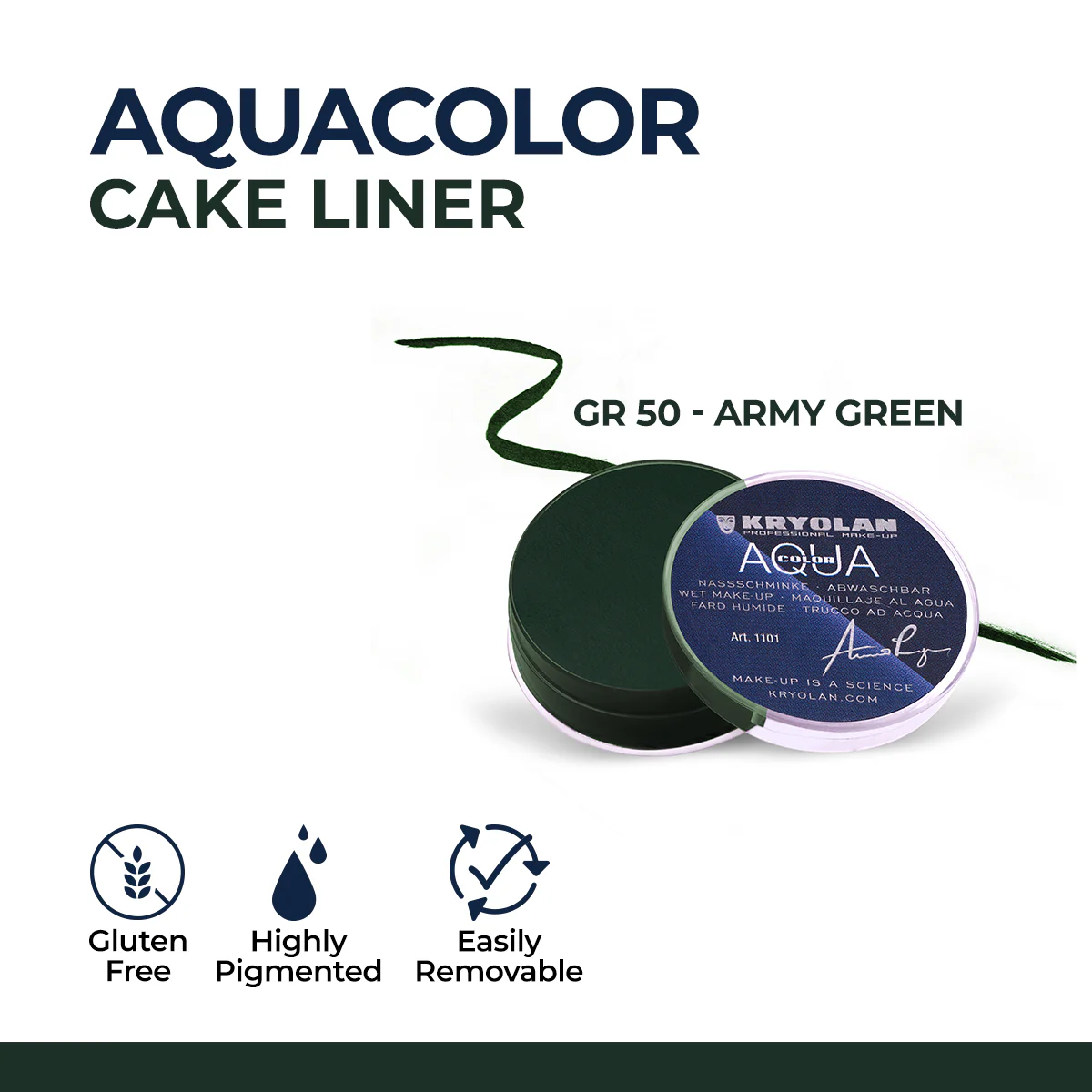 Kryolan Aquacolor Cake Liner GR 50 Army Green Kryolan Aquacolor Cake Liner GR 50 Army Green price in Pakistan