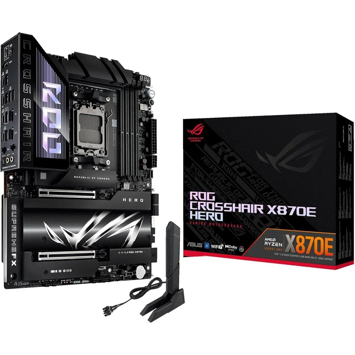 ASUS ROG CROSSHAIR X870E HERO DDR5 AMD AM5 ATX Motherboard ASUS ROG CROSSHAIR X870E HERO DDR5 AMD AM5 ATX Motherboard price in Pakistan